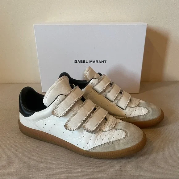 Isabel Marant Shoes Isabel Marant Beth Sneakers W Velcro Straps Size 4 Us 9 Black White Leather Poshmark